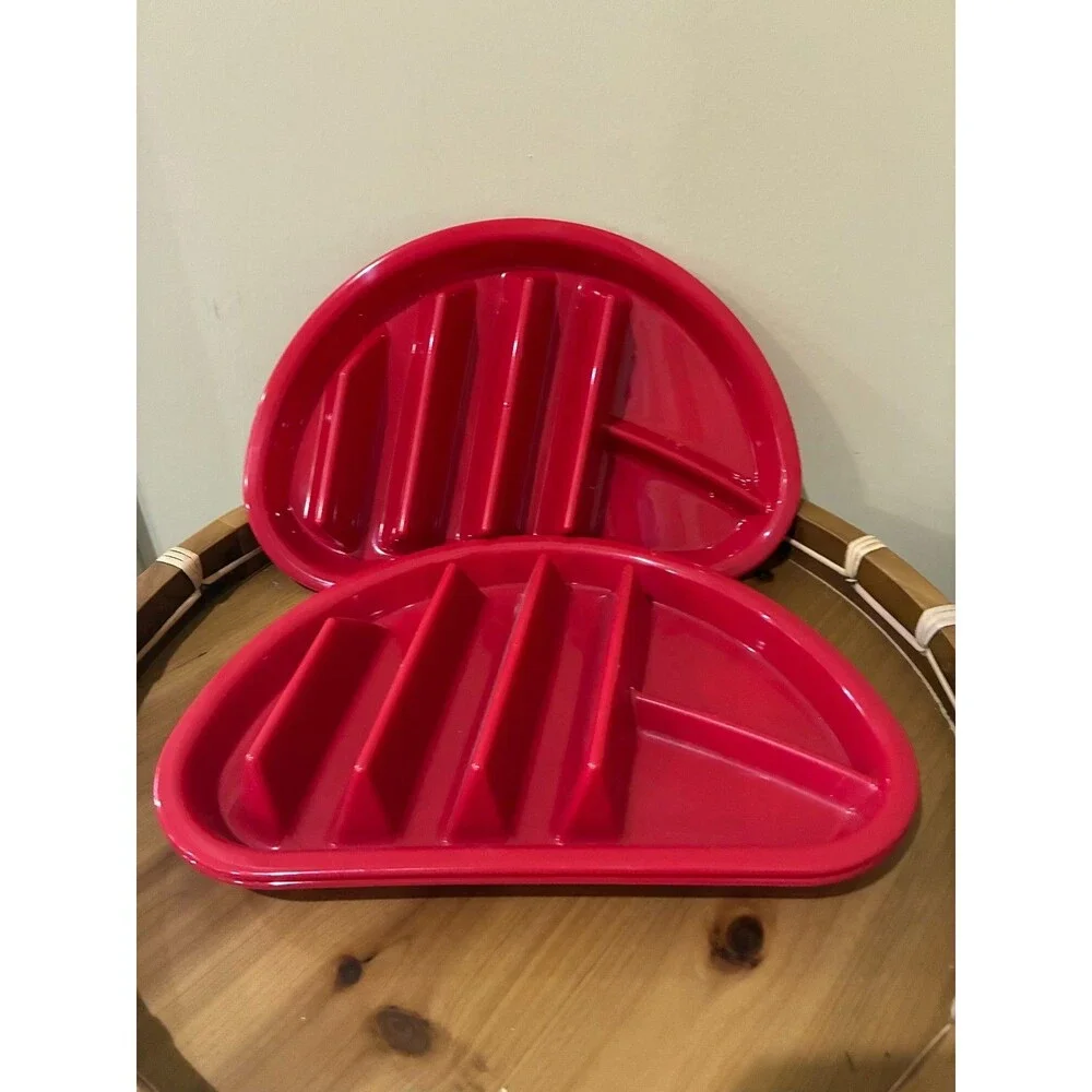 Arrow Home Plastic Fiesta Taco Plate, Holds 3 Tacos and 2 Sides - 3 RED 3 GREEN